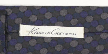 Mens Kenneth Cole Blue Polka Dot 100% Silk Slim Tie