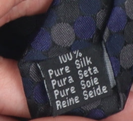 Mens Kenneth Cole Blue Polka Dot 100% Silk Slim Tie