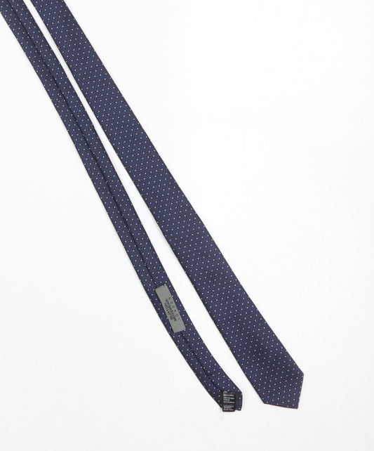 Mens Burton Menswear London Blue Polka Dot 100% Polyester Slim Tie
