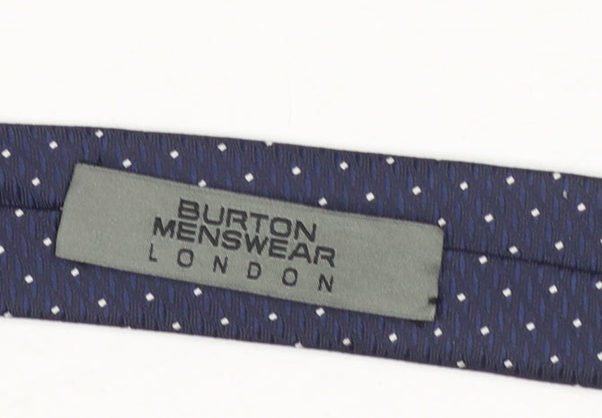 Mens Burton Menswear London Blue Polka Dot 100% Polyester Slim Tie