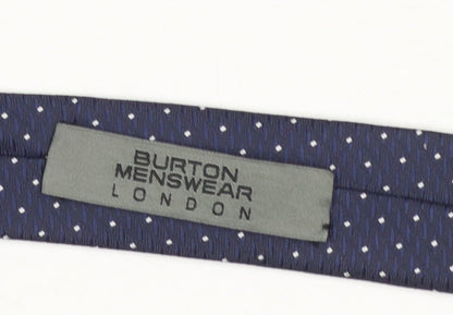 Mens Burton Menswear London Blue Polka Dot 100% Polyester Slim Tie