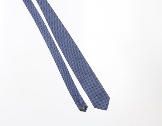 Mens Tie Rack Blue Geometric 100% Silk Slim Tie