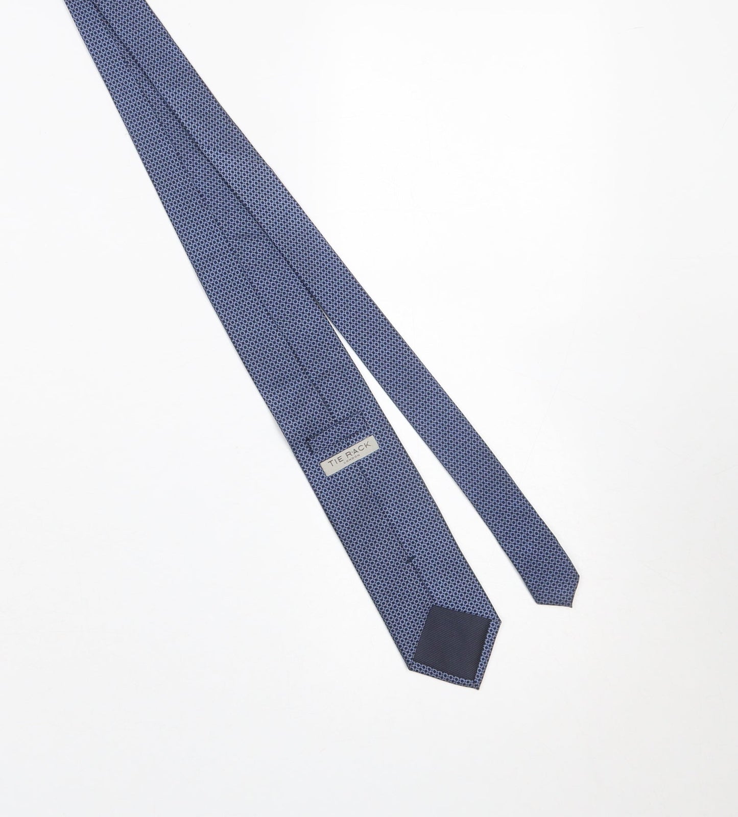 Mens Tie Rack Blue Geometric 100% Silk Slim Tie