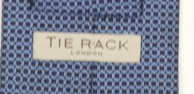 Mens Tie Rack Blue Geometric 100% Silk Slim Tie