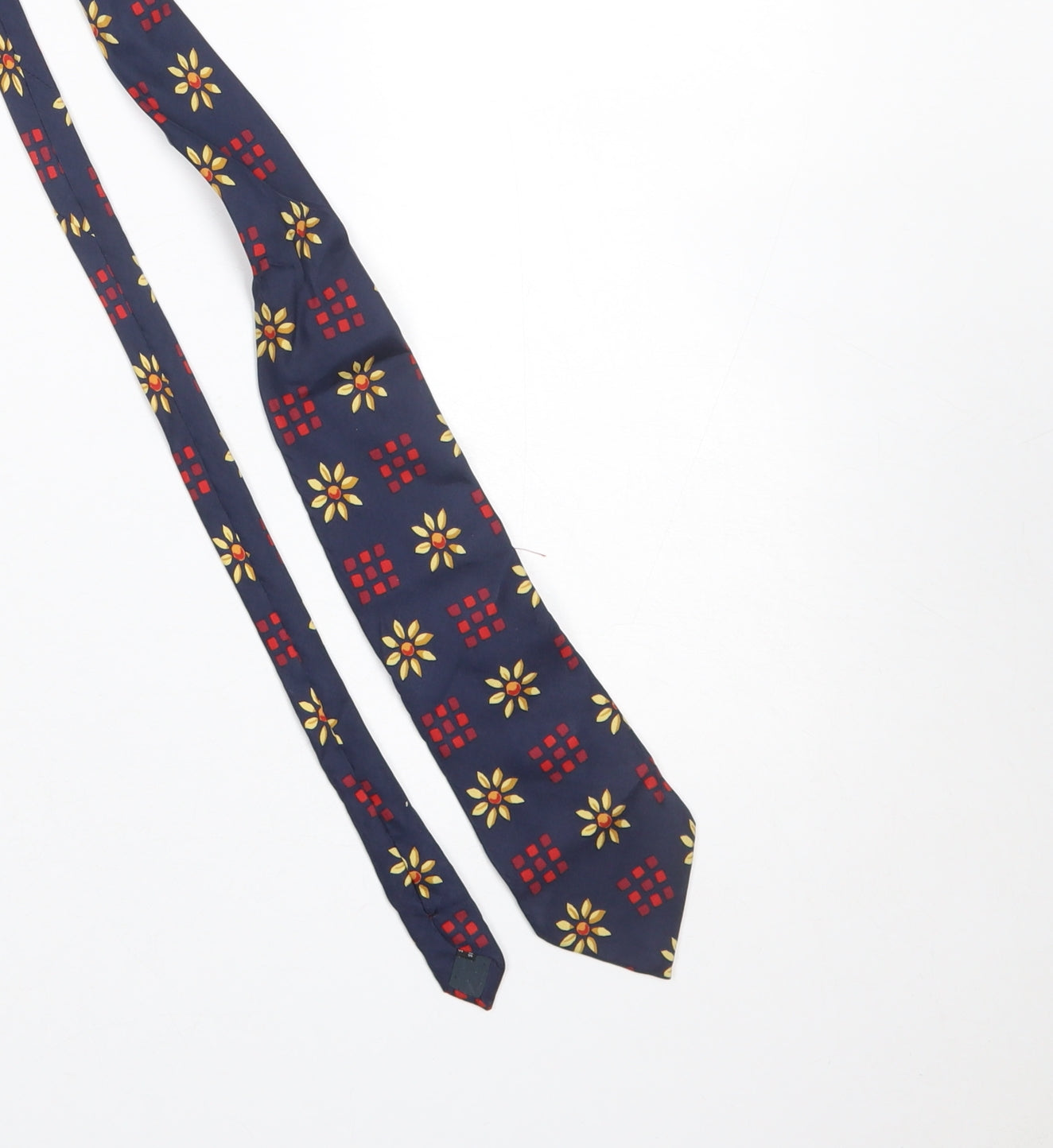Mens ITEMS Blue Floral 100% Silk Pointed Tie