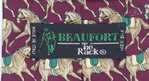 Mens Beaufort Ye Rack Red Animal Print 100% Silk Designer Tie