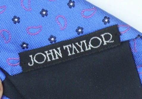 Mens John Taylor Blue Paisley 100% Silk Slim Tie