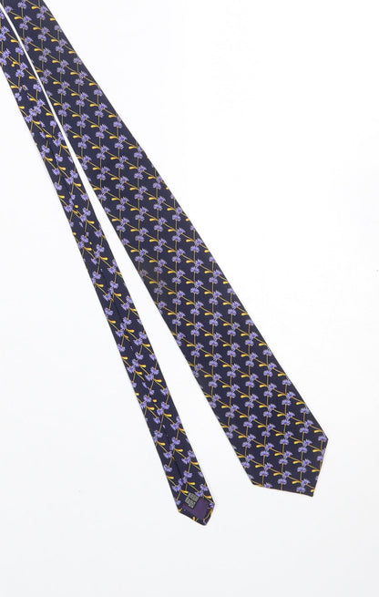 Mens Gibson Price Blue Floral 100% Silk Designer Tie