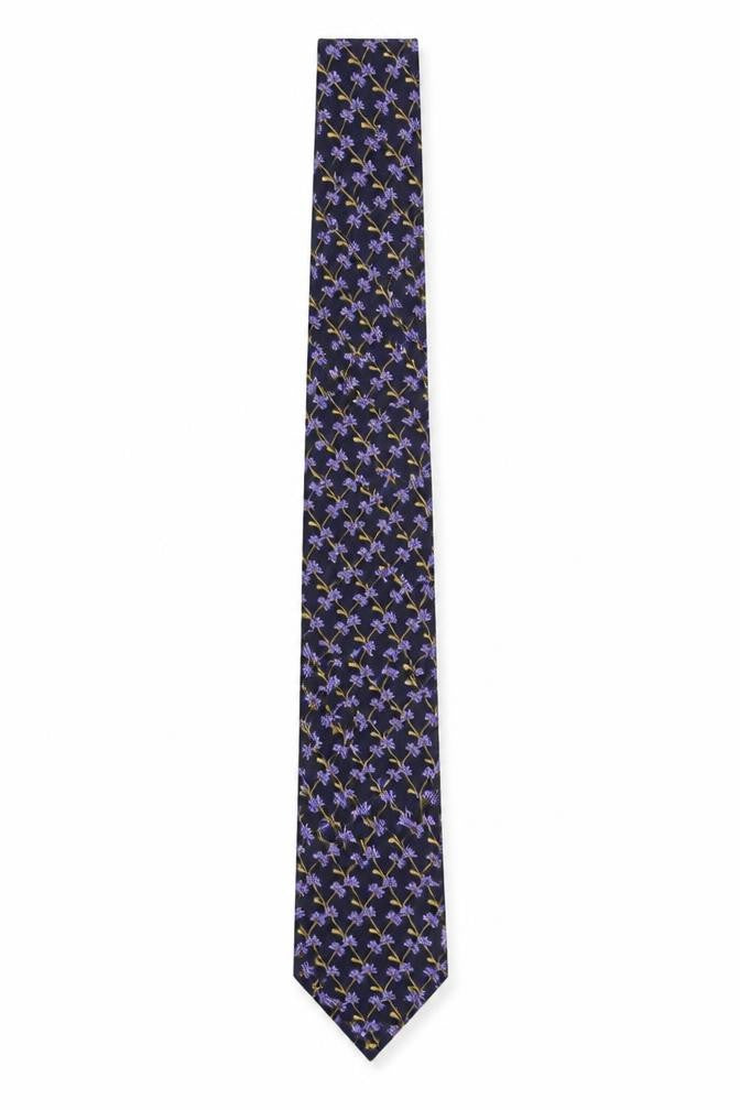 Mens Gibson Price Blue Floral 100% Silk Designer Tie