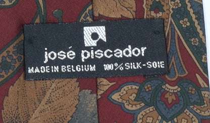Mens José Piscador Red Paisley 100% Silk Designer Tie