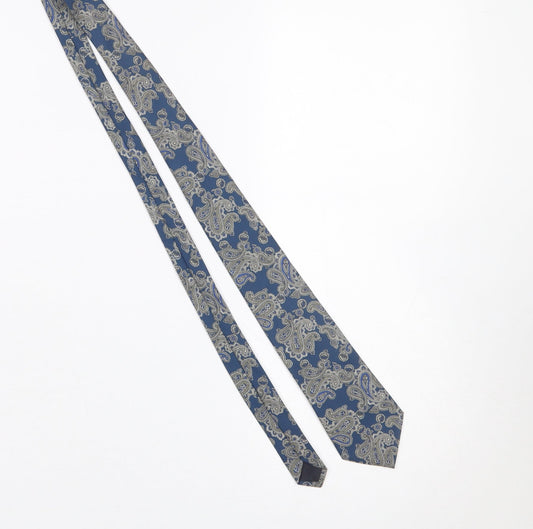 Mens Enrico Rossini Blue Paisley 100% Polyester Designer Tie