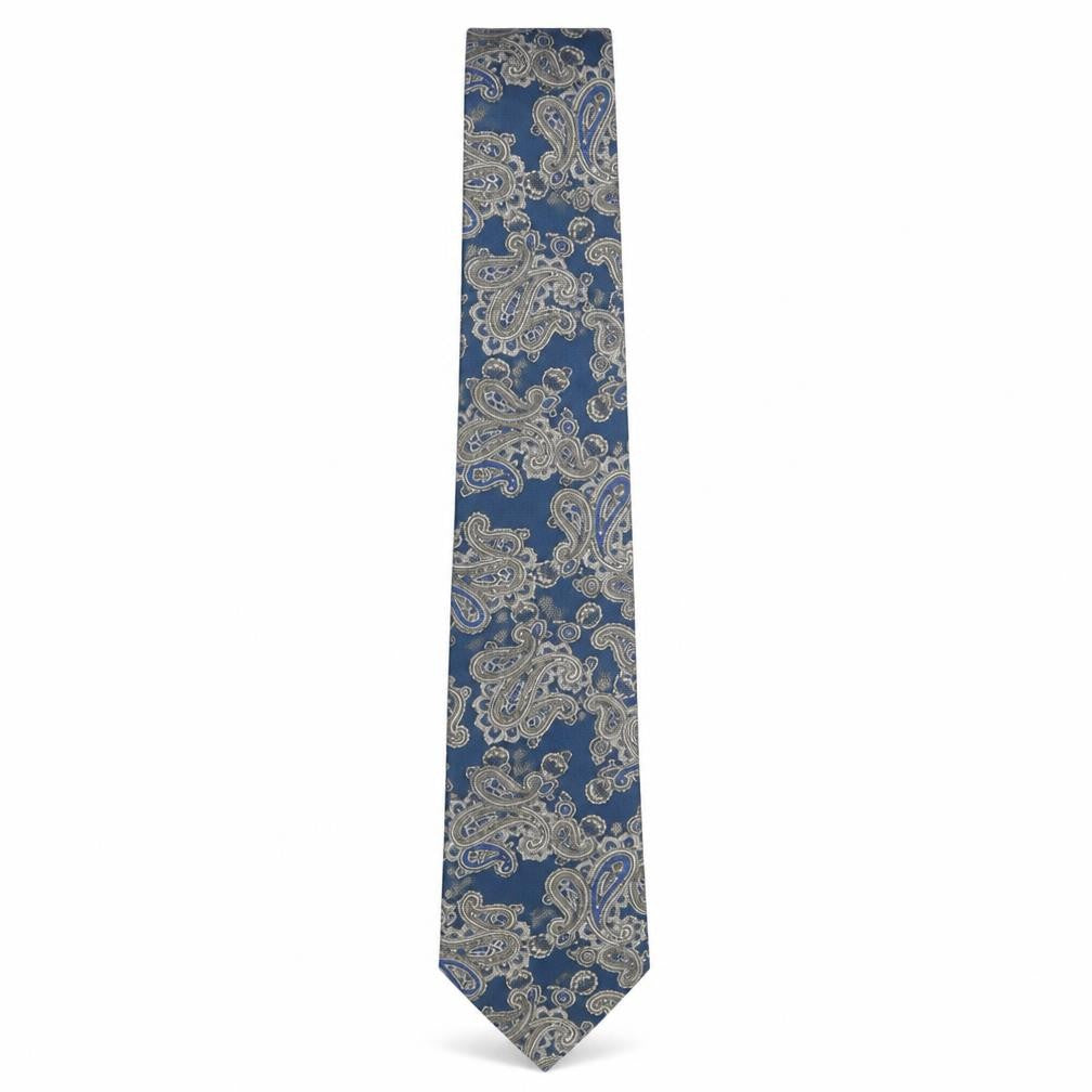Mens Enrico Rossini Blue Paisley 100% Polyester Designer Tie