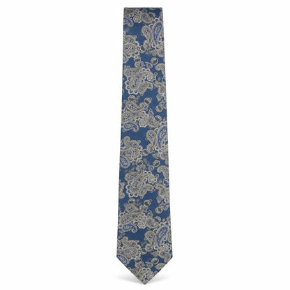 Mens Enrico Rossini Blue Paisley 100% Polyester Designer Tie