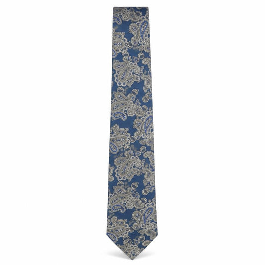 Mens Enrico Rossini Blue Paisley 100% Polyester Designer Tie