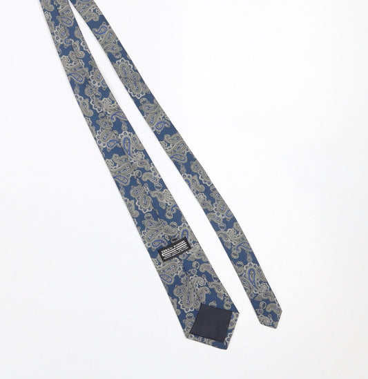 Mens Enrico Rossini Blue Paisley 100% Polyester Designer Tie