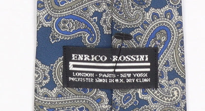 Mens Enrico Rossini Blue Paisley 100% Polyester Designer Tie