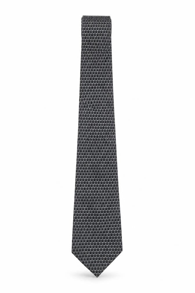 Pierre Cardin Men's Black Silk Checked Slim Tie 176cm