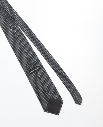 Pierre Cardin Men's Black Silk Checked Slim Tie 176cm