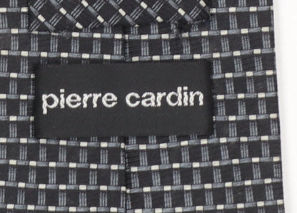 Pierre Cardin Men's Black Silk Checked Slim Tie 176cm