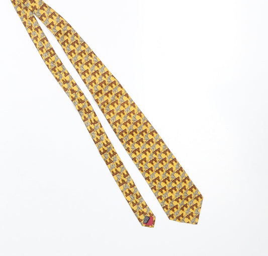 Mens Woodbridge Yellow Animal Print 100% Silk Designer Tie