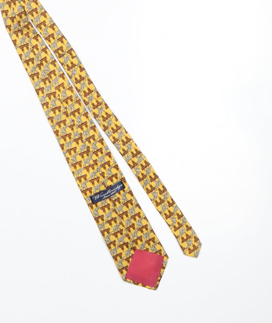 Mens Woodbridge Yellow Animal Print 100% Silk Designer Tie