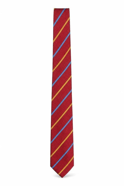 Mens Brown Thomas Red Striped 100% Silk Slim Tie