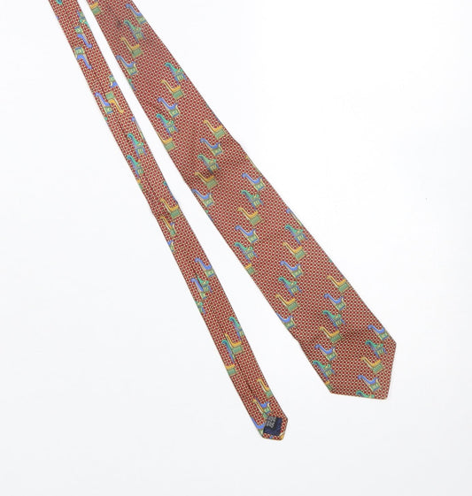 Mens Pierre Balmain Red Geometric 100% Silk Designer Tie