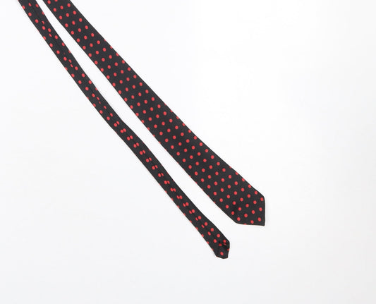 Mens Carnaval de Paris Black Polka Dot 100% Silk Slim Tie