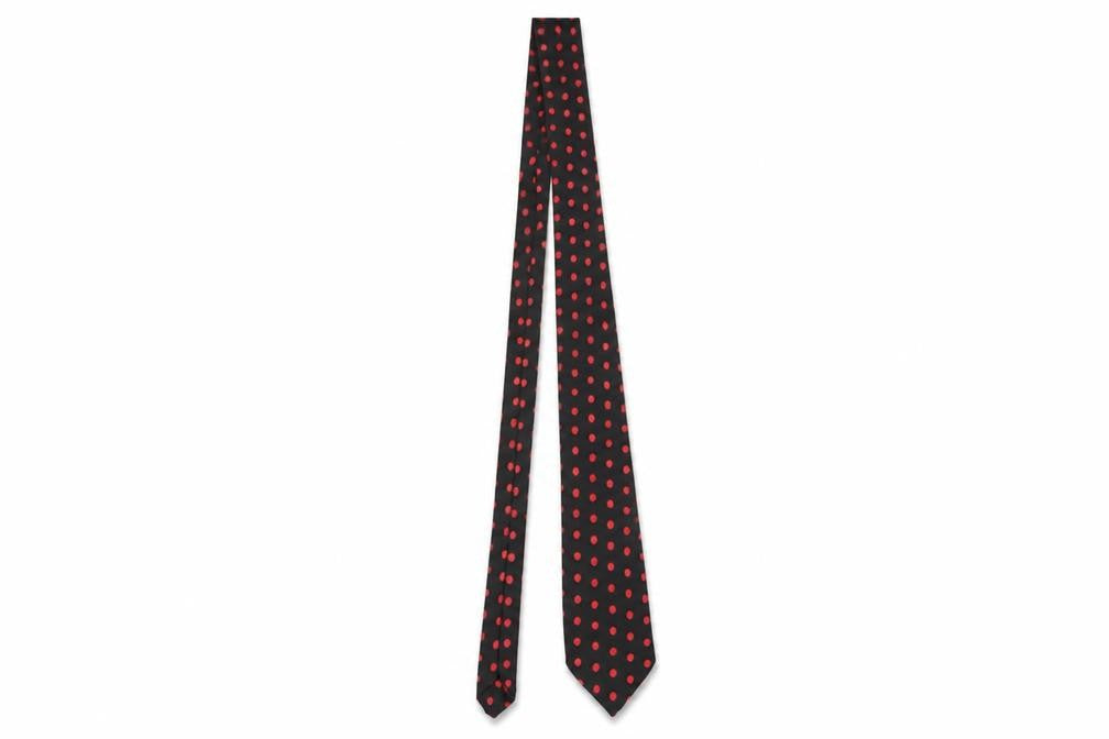Mens Carnaval de Paris Black Polka Dot 100% Silk Slim Tie