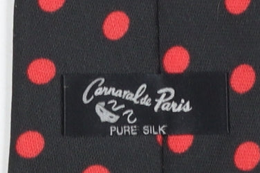 Mens Carnaval de Paris Black Polka Dot 100% Silk Slim Tie