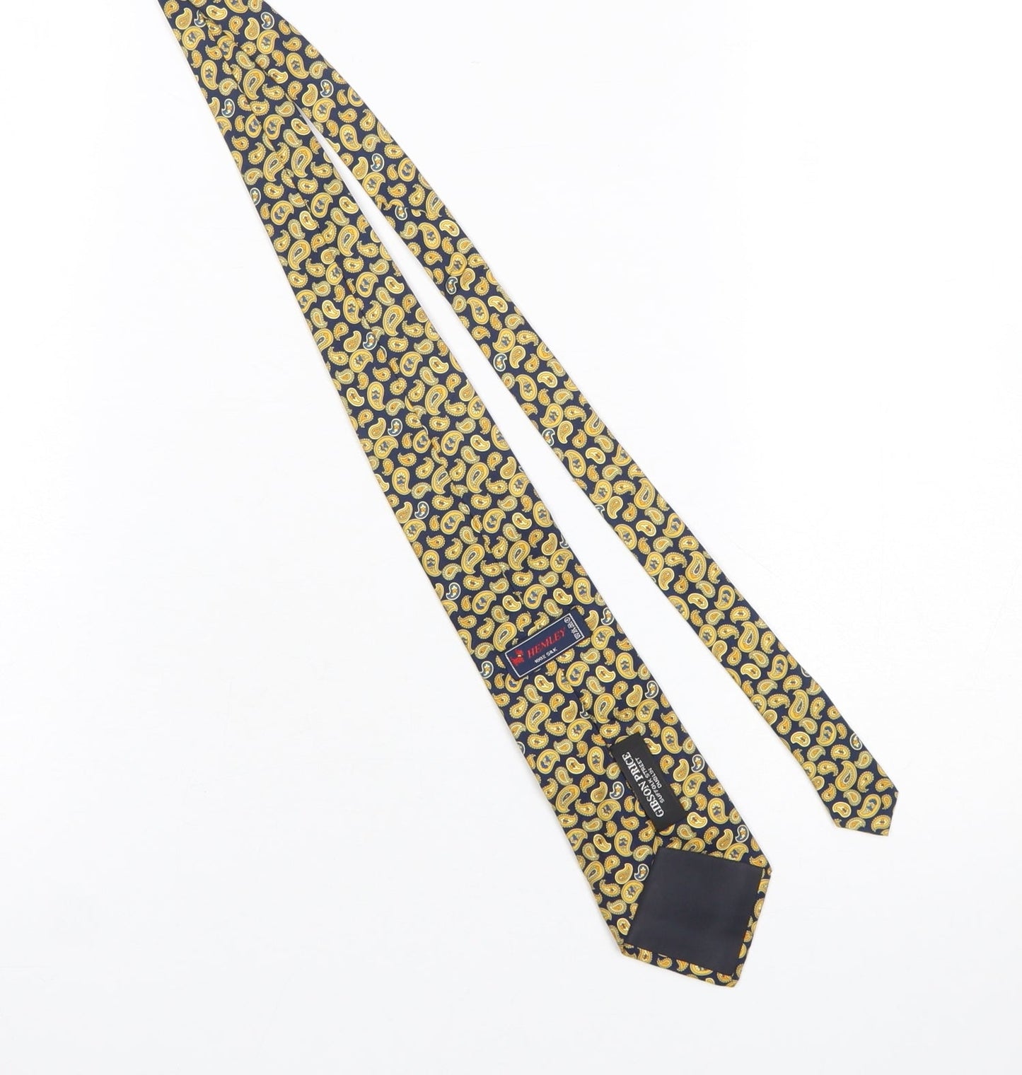 Mens Hemley Gold Paisley 100% Silk Designer Tie