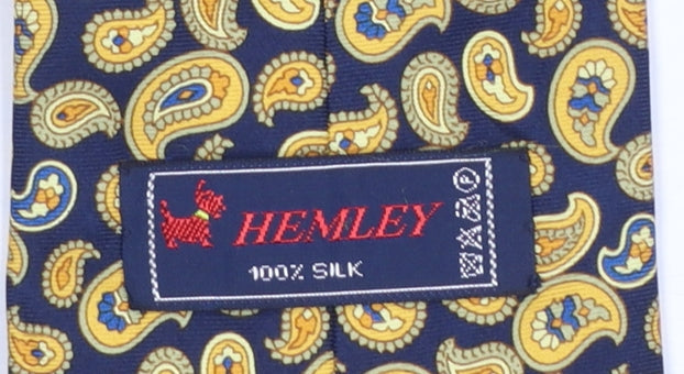 Mens Hemley Gold Paisley 100% Silk Designer Tie
