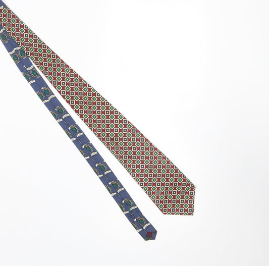 Mens Tommy Hilfiger Multicoloured Geometric 100% Silk Designer Tie