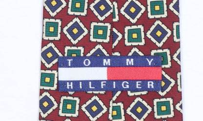 Mens Tommy Hilfiger Multicoloured Geometric 100% Silk Designer Tie