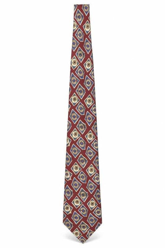 Carlo Collini Men's Red Geometric Pure Silk Tie