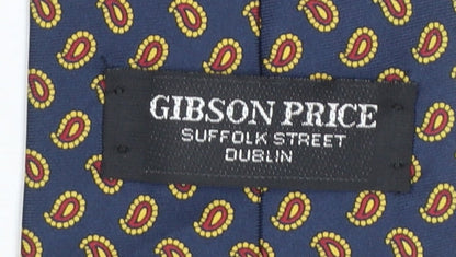 Mens Gibson Price Blue Paisley 100% Silk Designer Tie