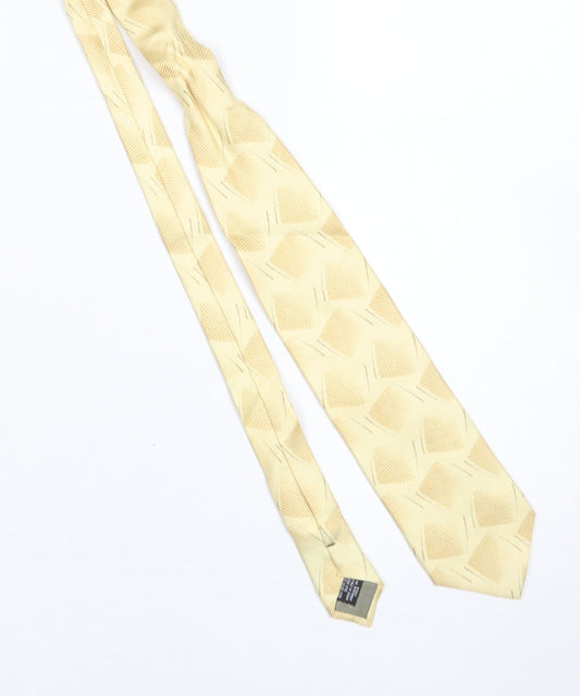 Mens Giorgio Armani Beige Geometric 100% Silk Designer Tie