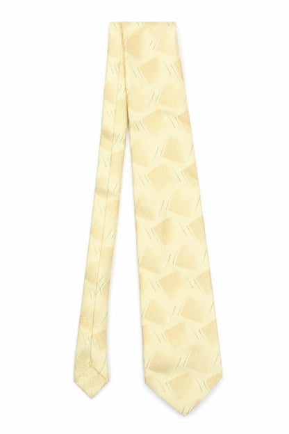 Mens Giorgio Armani Beige Geometric 100% Silk Designer Tie