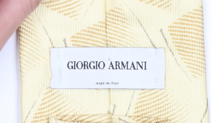 Mens Giorgio Armani Beige Geometric 100% Silk Designer Tie