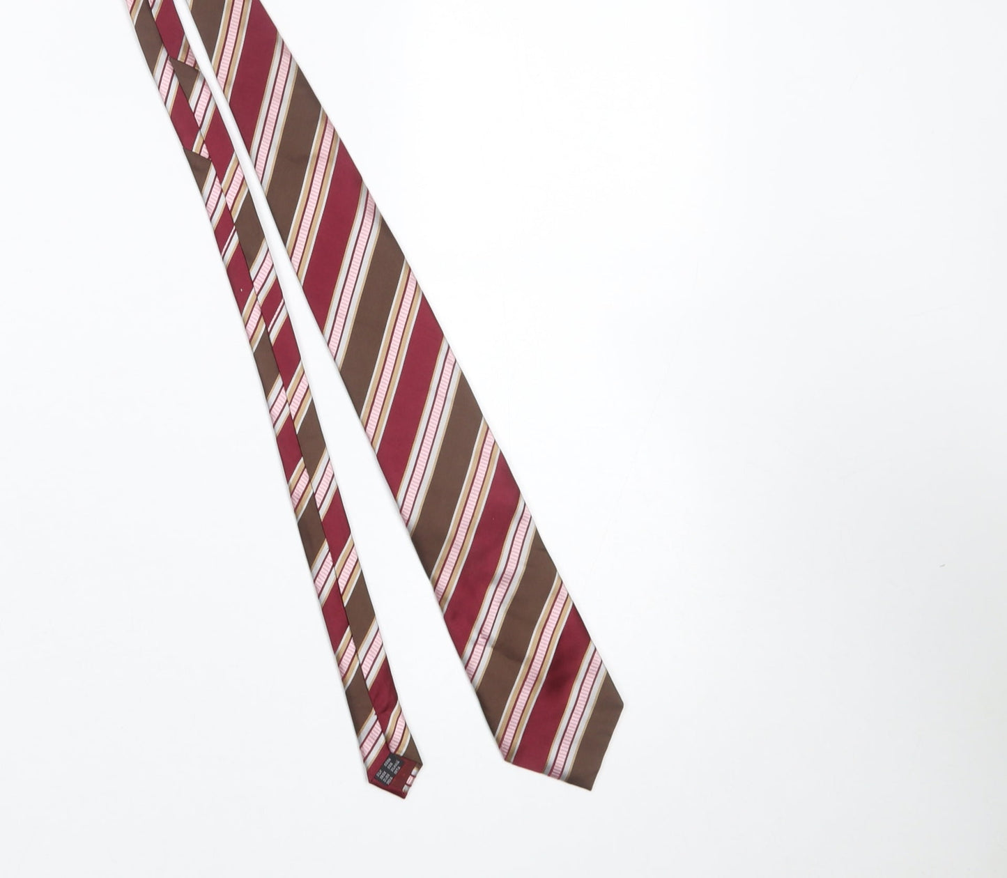 Mens Atlas Design Red Striped 100% Silk Designer Tie