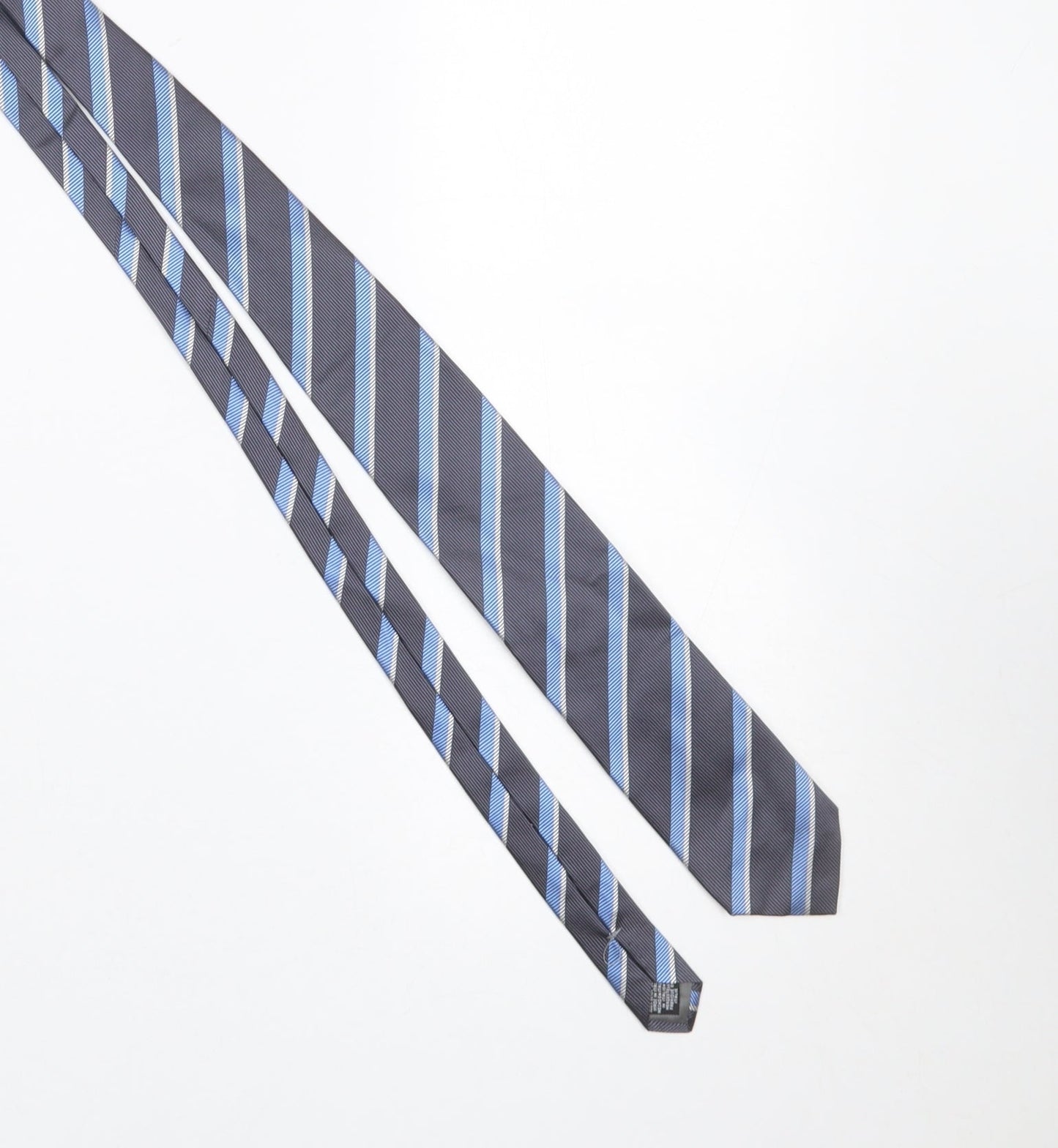 Mens Frangi Blue Striped 100% Silk Slim Tie