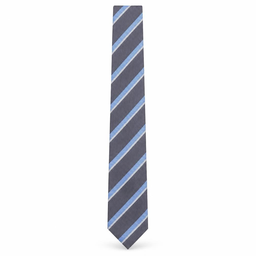 Mens Frangi Blue Striped 100% Silk Slim Tie