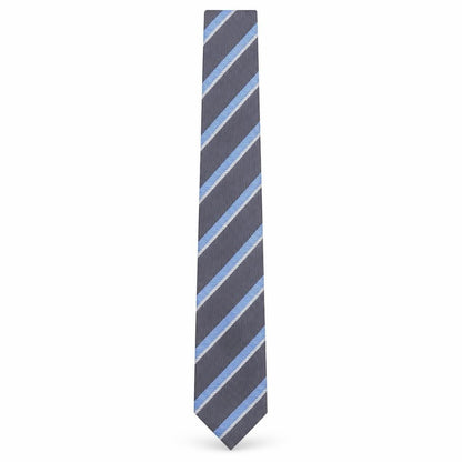 Mens Frangi Blue Striped 100% Silk Slim Tie