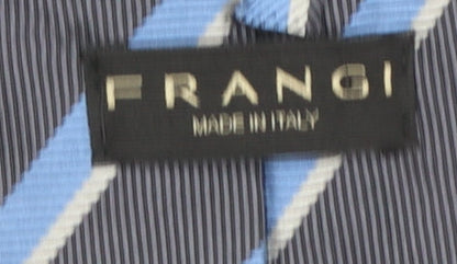 Mens Frangi Blue Striped 100% Silk Slim Tie