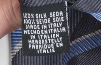 Mens Frangi Blue Striped 100% Silk Slim Tie