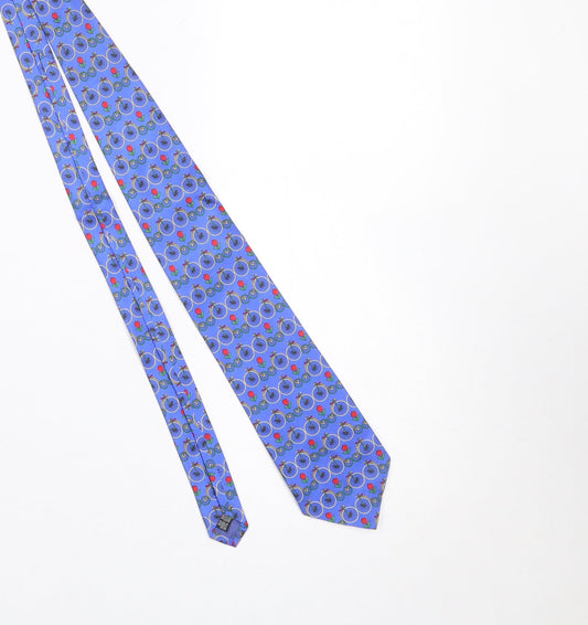 Mens Michelsons Blue Floral 100% Silk Designer Tie