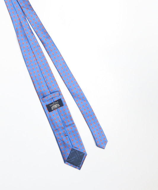 Mens The Savile Row Company Blue Geometric 100% Silk Designer Tie