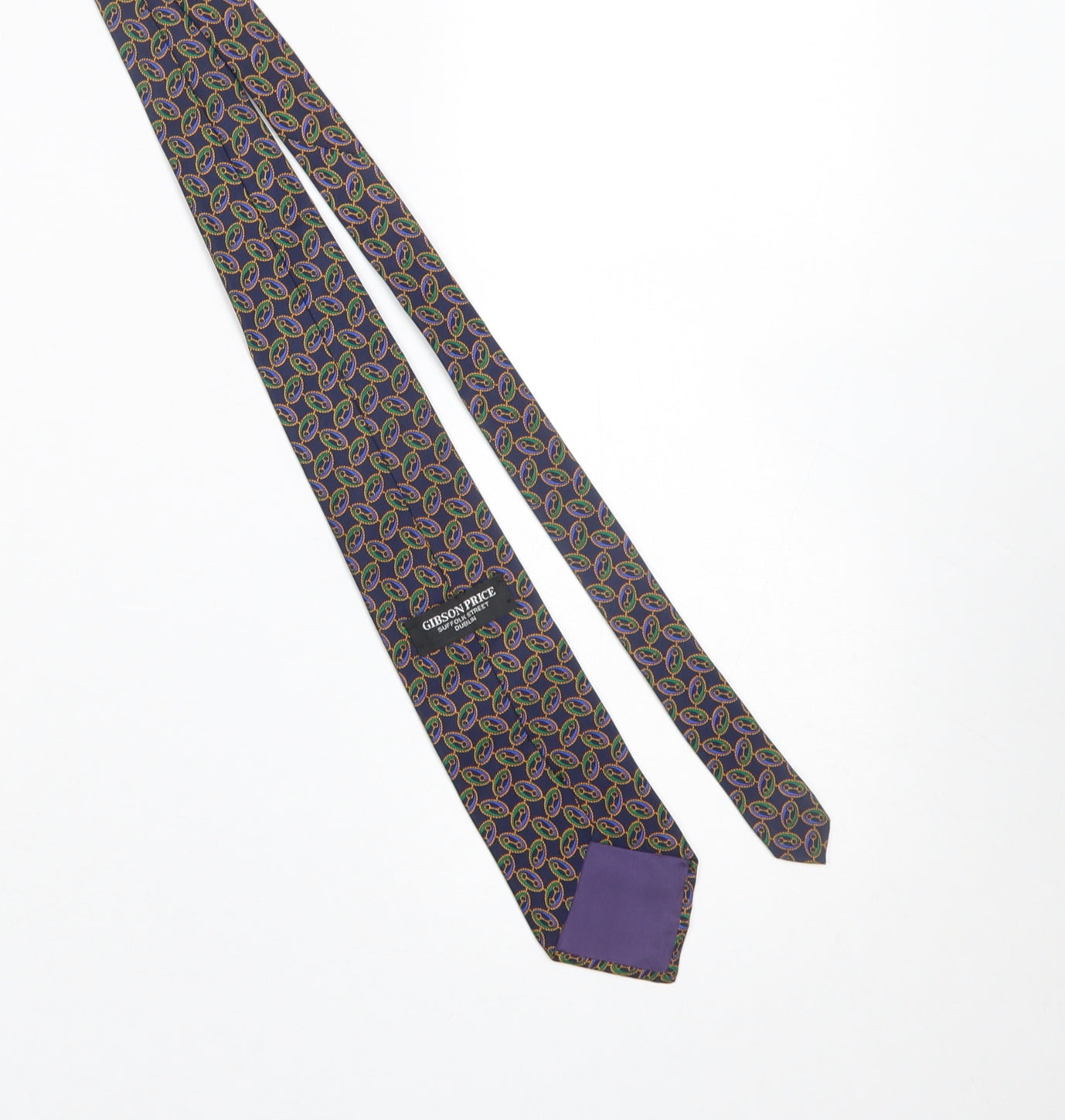 Mens Gibson Price Blue Geometric 100% Silk Designer Tie