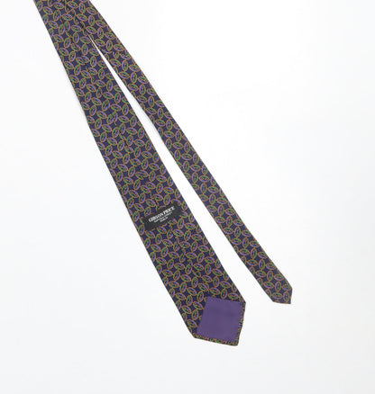 Mens Gibson Price Blue Geometric 100% Silk Designer Tie