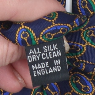 Mens Gibson Price Blue Geometric 100% Silk Designer Tie